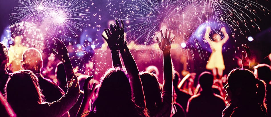 Crowd watching fireworks at New Year