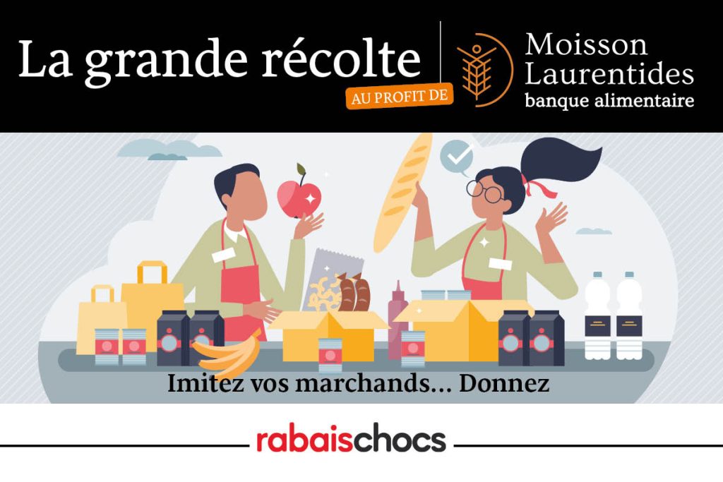 Bannière annonçant la campagne La grande récolte au profit de Moisson Laurentides